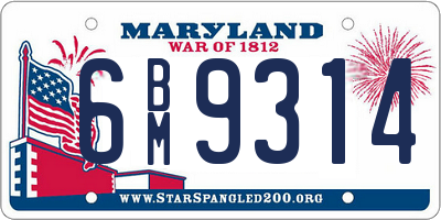 MD license plate 6BM9314
