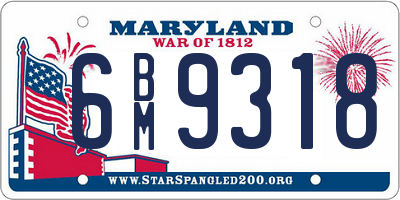 MD license plate 6BM9318