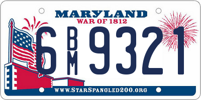 MD license plate 6BM9321