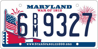 MD license plate 6BM9327