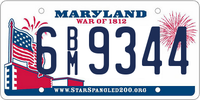 MD license plate 6BM9344