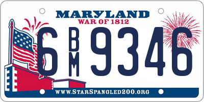 MD license plate 6BM9346