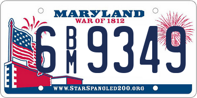 MD license plate 6BM9349