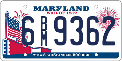 MD license plate 6BM9362