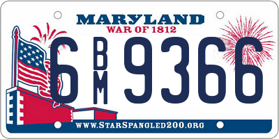 MD license plate 6BM9366