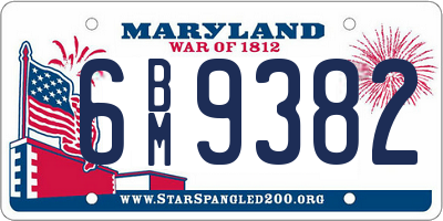 MD license plate 6BM9382