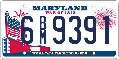 MD license plate 6BM9391