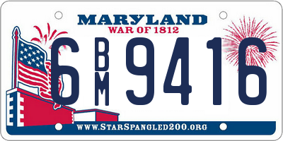 MD license plate 6BM9416