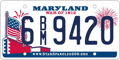 MD license plate 6BM9420