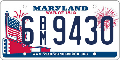 MD license plate 6BM9430