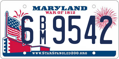 MD license plate 6BM9542