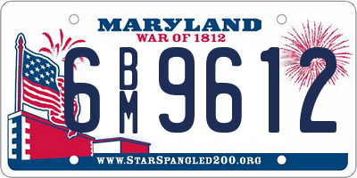 MD license plate 6BM9612