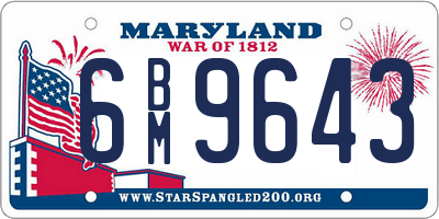 MD license plate 6BM9643