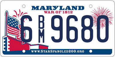MD license plate 6BM9680
