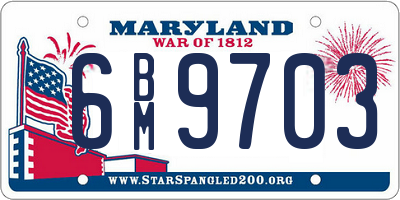 MD license plate 6BM9703