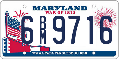 MD license plate 6BM9716