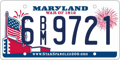 MD license plate 6BM9721