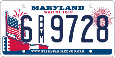 MD license plate 6BM9728