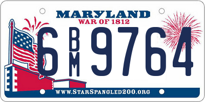 MD license plate 6BM9764