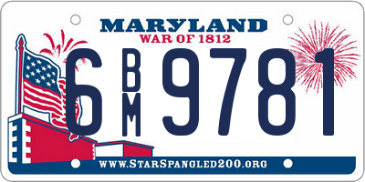 MD license plate 6BM9781
