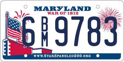 MD license plate 6BM9783