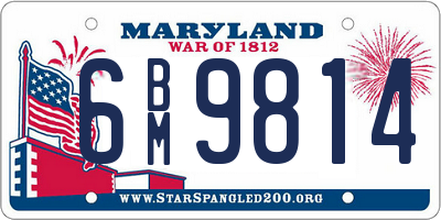MD license plate 6BM9814