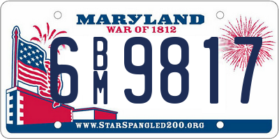 MD license plate 6BM9817