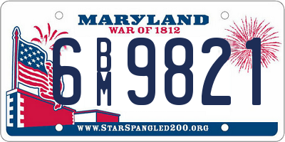 MD license plate 6BM9821