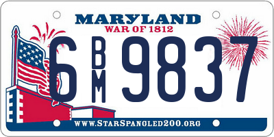 MD license plate 6BM9837