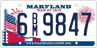 MD license plate 6BM9847