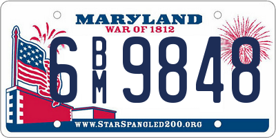 MD license plate 6BM9848