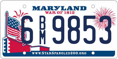 MD license plate 6BM9853