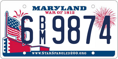MD license plate 6BM9874