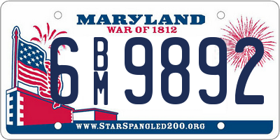 MD license plate 6BM9892