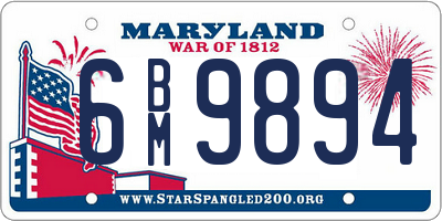 MD license plate 6BM9894