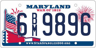 MD license plate 6BM9896