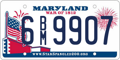MD license plate 6BM9907