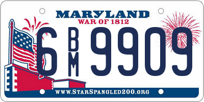 MD license plate 6BM9909
