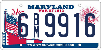 MD license plate 6BM9916
