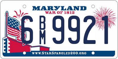 MD license plate 6BM9921