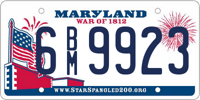 MD license plate 6BM9923
