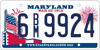 MD license plate 6BM9924
