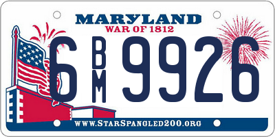 MD license plate 6BM9926