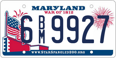 MD license plate 6BM9927