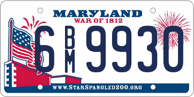 MD license plate 6BM9930