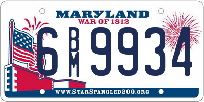 MD license plate 6BM9934