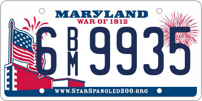 MD license plate 6BM9935