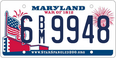 MD license plate 6BM9948