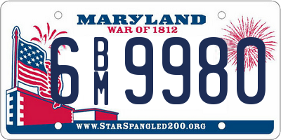 MD license plate 6BM9980