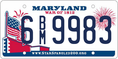 MD license plate 6BM9983